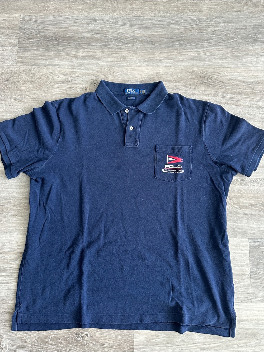 Polo by Ralph Lauren Navy Pocket Polo with Flag Patch